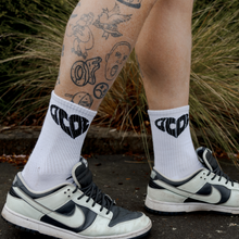 Load image into Gallery viewer, OCDC Heart Logo White Terry Socks