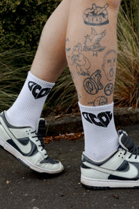 OCDC Heart Logo White Terry Socks